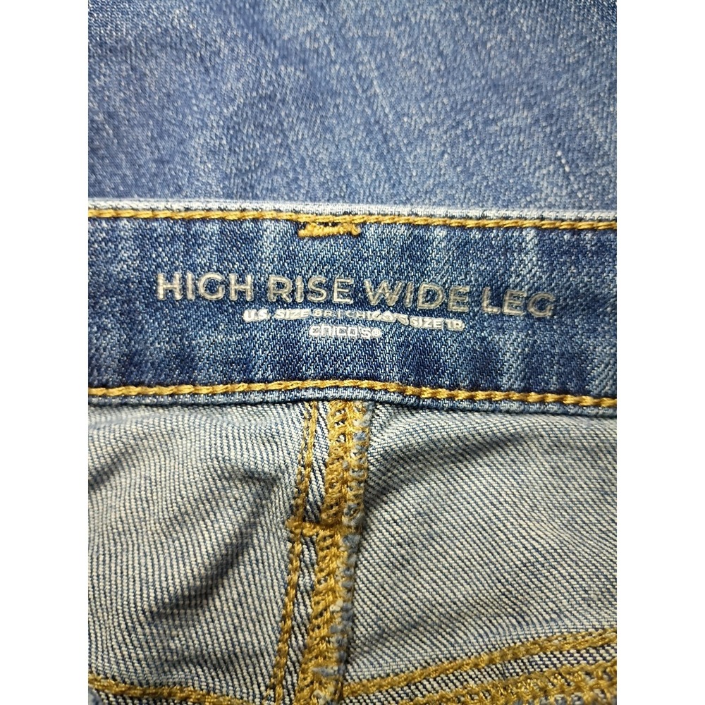 Chicos Wide Leg Jeans Womens 1R 30x31 Blue Denim High Rise Stovepipe Stretch - Picture 2 of 8